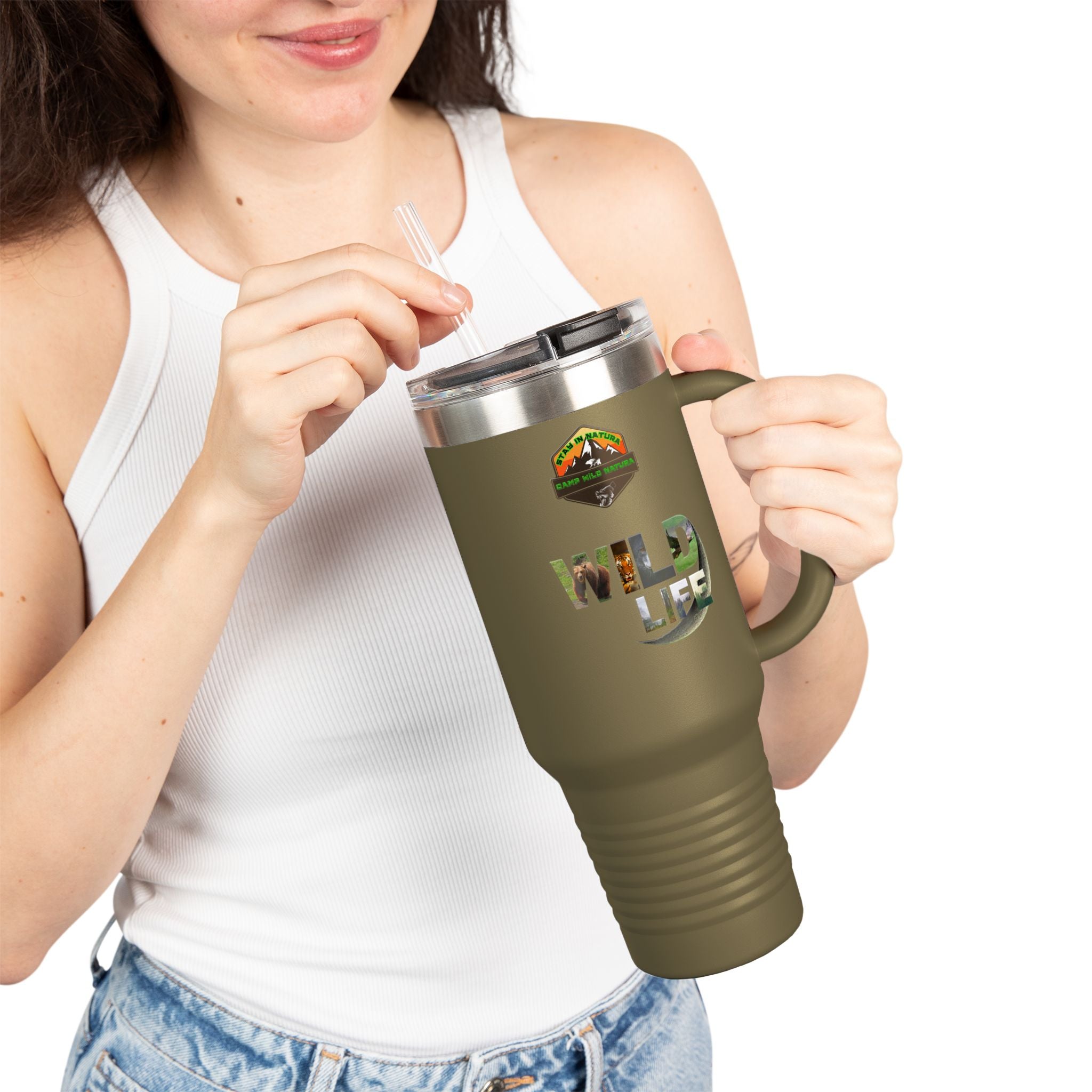 Insulated Travel Mug with Wildlife Theme, Perfect for Adventures, Camping, Road Trips, Personalized Travel Cup, Eco-Friendly Gift