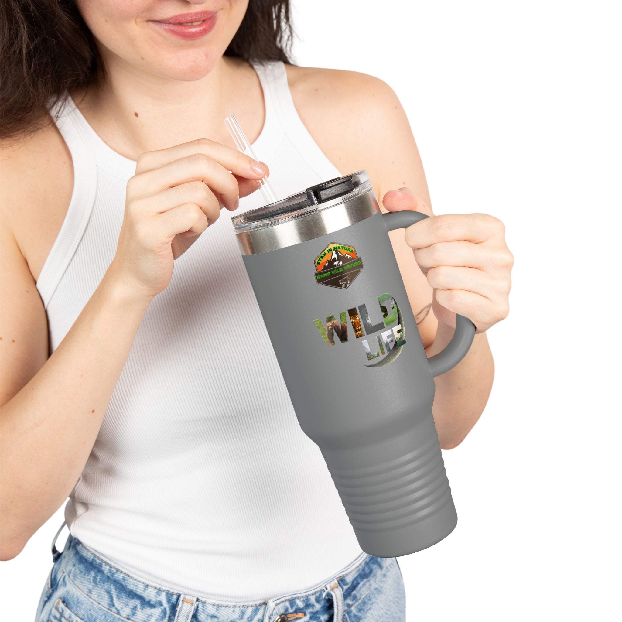 Insulated Travel Mug with Wildlife Theme, Perfect for Adventures, Camping, Road Trips, Personalized Travel Cup, Eco-Friendly Gift