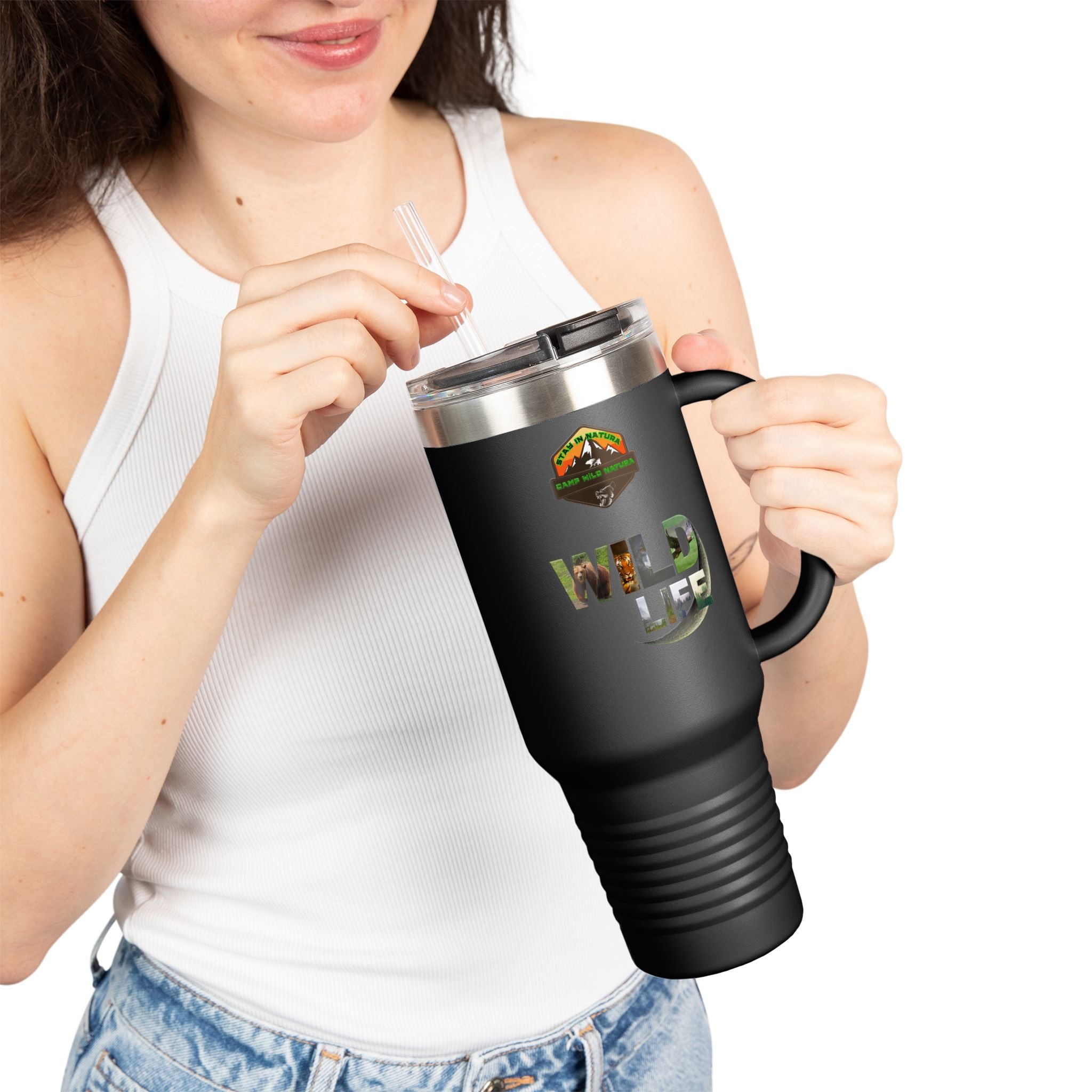 Insulated Travel Mug with Wildlife Theme, Perfect for Adventures, Camping, Road Trips, Personalized Travel Cup, Eco-Friendly Gift